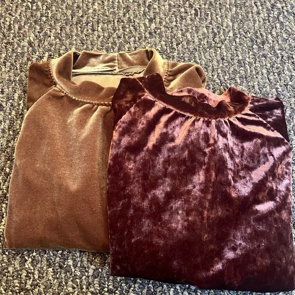 Set of Two Hand Sewn Velvet Tops - Sz Small - Picture 1 of 12